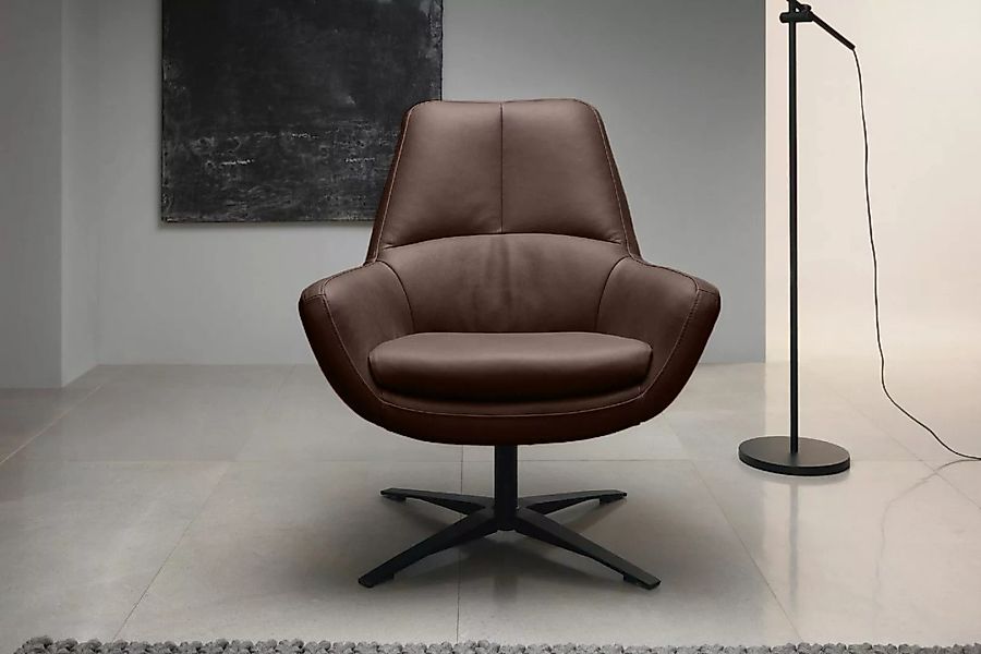 KAWOLA Drehsessel BALTIC Sessel Leder dunkelbraun günstig online kaufen