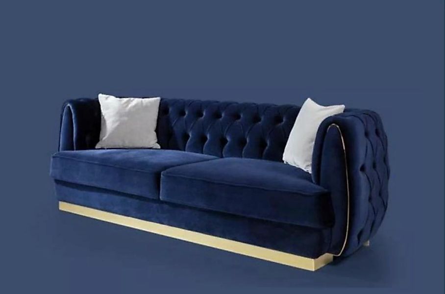 JVmoebel Sofa Blaue Dreisitzer Couch Sofa Elegante Sofa Chesterfield Samt, günstig online kaufen