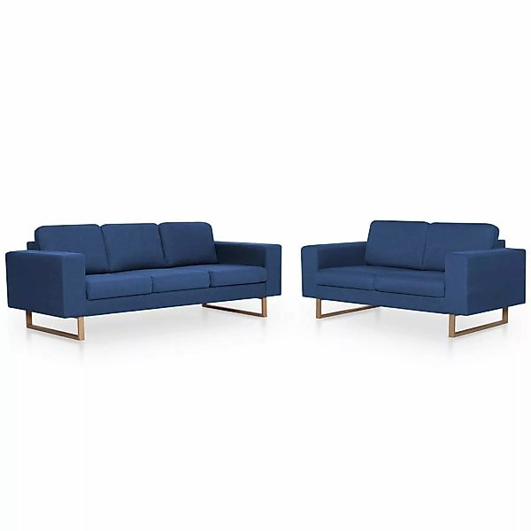 vidaXL 2-Tlg Sofagarnitur Stoff Blau Modell 2 günstig online kaufen