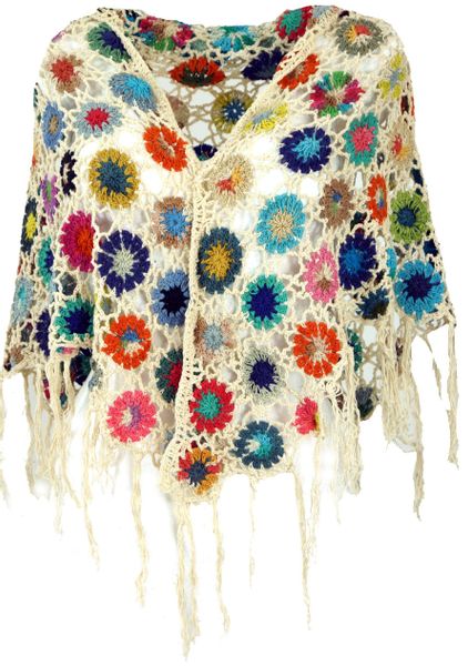 Guru-Shop Halstuch Häkelstola, Hippie Blümchen Häkelschal,.. günstig online kaufen