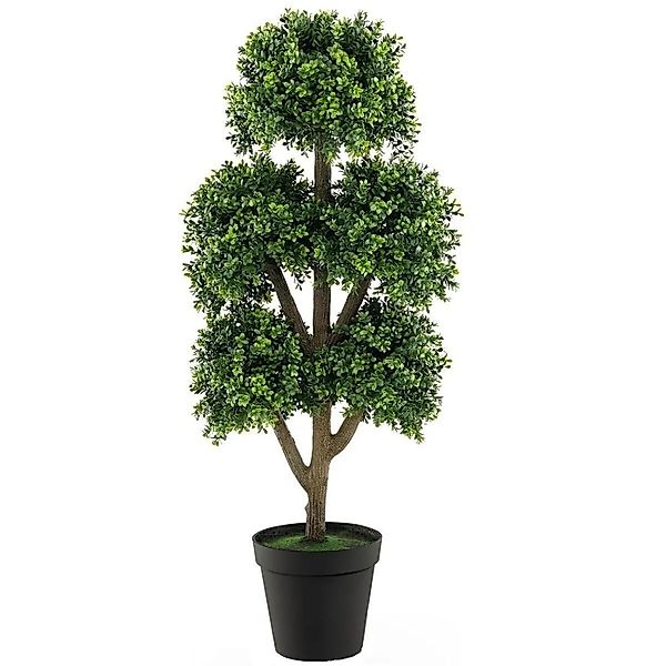 Costway Künstlicher Buchsbaum mit 5 Kugeln für Garten Grün 115 cm günstig online kaufen