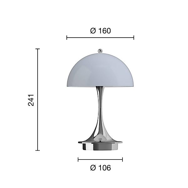 Louis Poulsen Panthella Portable 160 V3, opal chrom/blaugrau günstig online kaufen