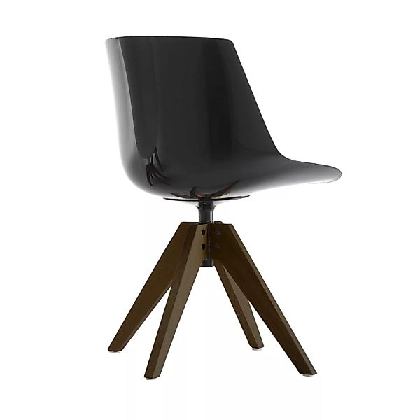 MDF Italia - Flow Stuhl Füße VN in Eiche - schwarz/Sitzschale schwarz pigme günstig online kaufen