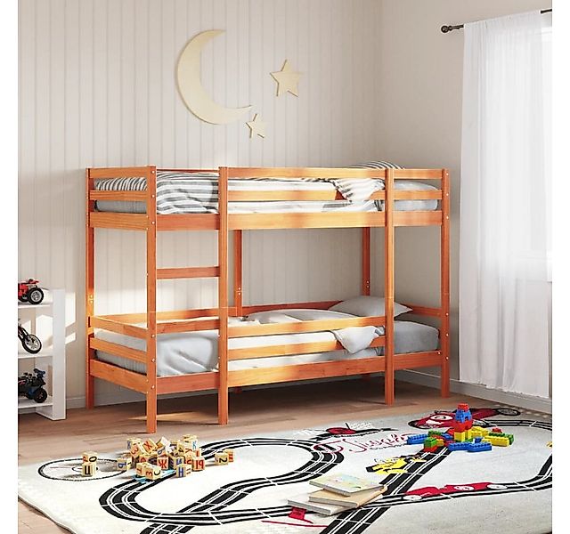 vidaXL Bett, Etagenbett Wachsbraun 90x190 cm Massivholz Kiefer günstig online kaufen