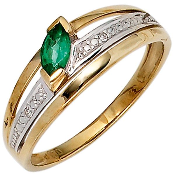 Schmuck Krone Goldring Ring mit Smaragd günstig online kaufen