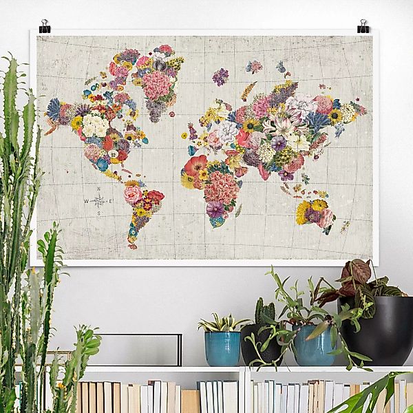 Poster Botanische Weltkarte günstig online kaufen