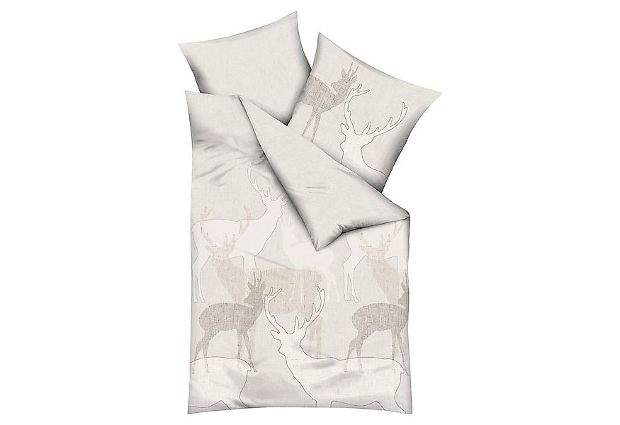 Kaeppel Bettwäsche HIRSCHE, 135 x 200 cm, Beige, Baumwolle, Feinbiber, mit günstig online kaufen