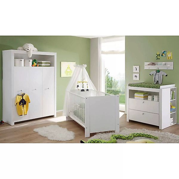 Lomadox Babyzimmer Komplett Set inkl. Gitterbett OLBIA-19 in weiß günstig online kaufen