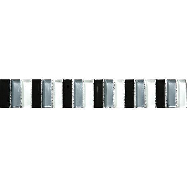 Glasbordüre Schwarz Grau Weiß 5 cm x 30,6 cm günstig online kaufen