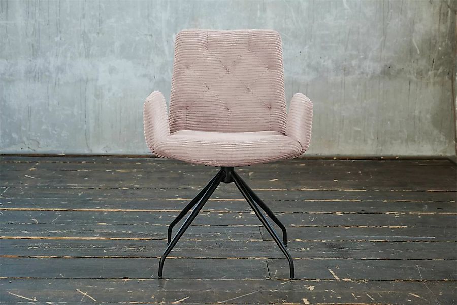 KAWOLA Stuhl NEW CHARME Drehstuhl Esszimmersessel Cord rosa günstig online kaufen