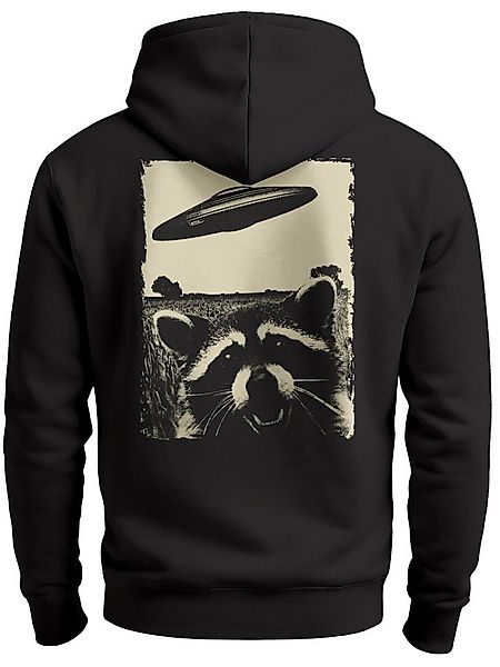 Neverless Hoodie Hoodie Backprint Herren UFO Waschbärr Alien Print Rückenau günstig online kaufen