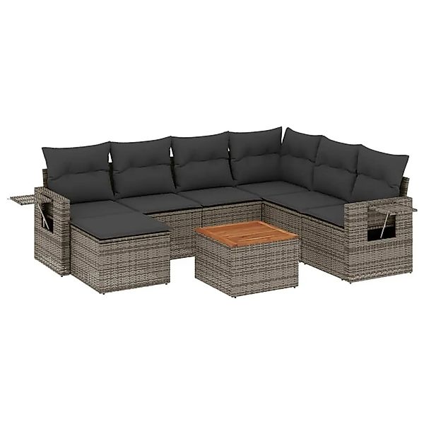 vidaXL 8-Tlg Garten-Sofagarnitur mit Kissen Grau Poly Rattan 3257012 günstig online kaufen