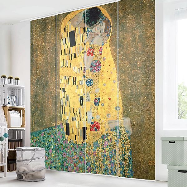 Schiebegardinen Set Kunstdruck Gustav Klimt - Der Kuß günstig online kaufen