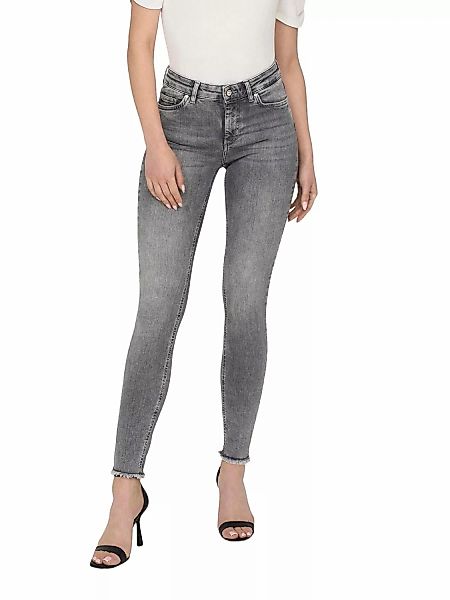 Only Damen Jeans ONLBLUSH MID SK ANK RAW JNS REA0918 - Skinny Fit - Grau - günstig online kaufen