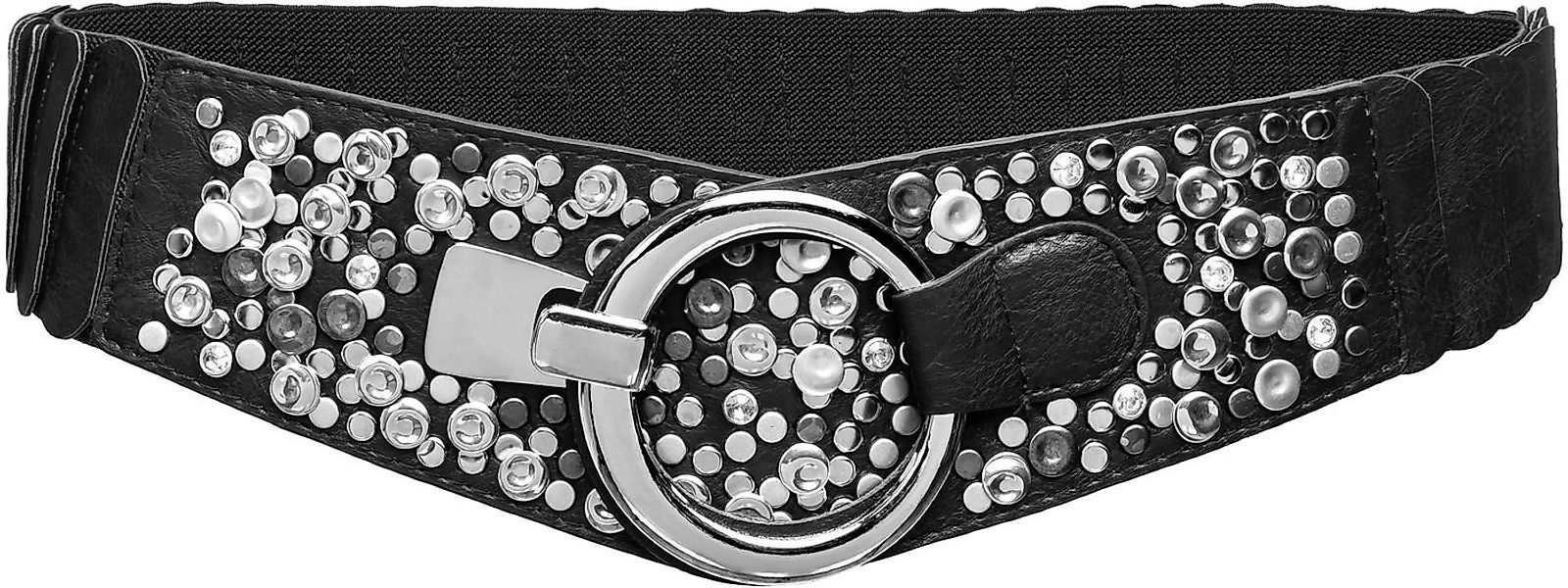 Caspar Taillengürtel GU300-N elastisch breit für Damen mit Stretch und Niet günstig online kaufen