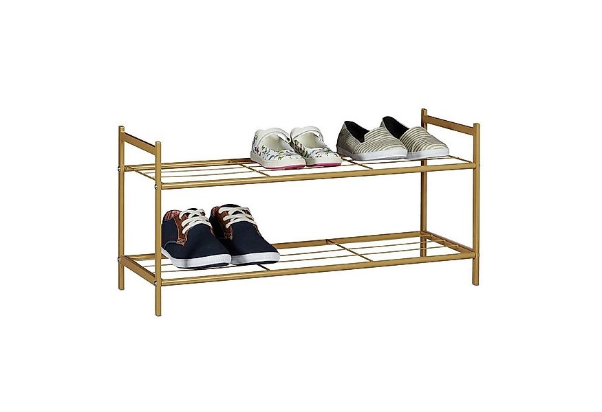 relaxdays Schuhregal mit 2 Ebene, Honigbraun günstig online kaufen