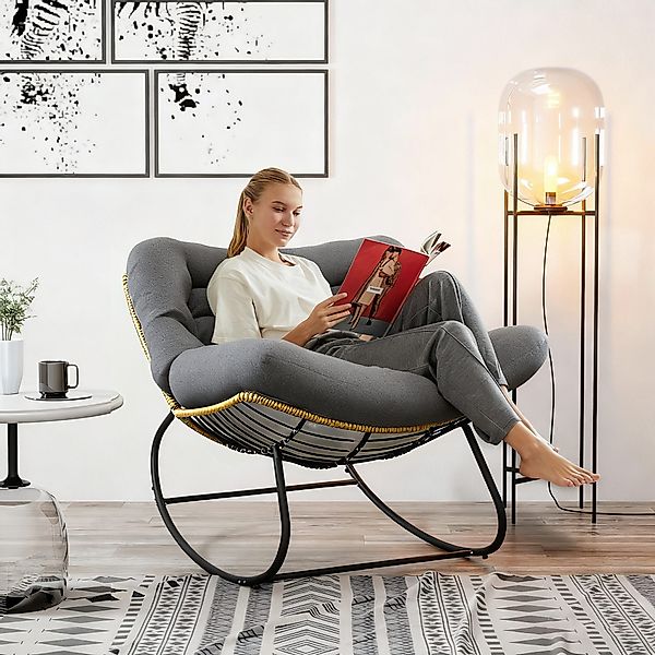 TWSOUL Schaukelsessel Extra dickes gepolstertem, Rattanstuhl günstig online kaufen