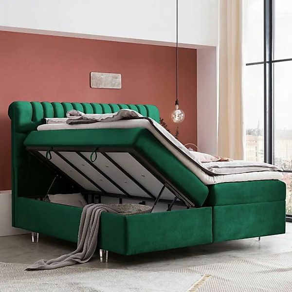 BettCo Stauraumbett Boxspringbett mit Bettkasten Chester (in Smaragd Samt, günstig online kaufen