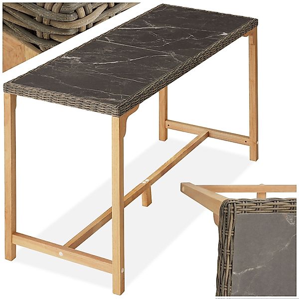 tectake Gartentisch Rattan Tisch (1-St., 1 günstig online kaufen