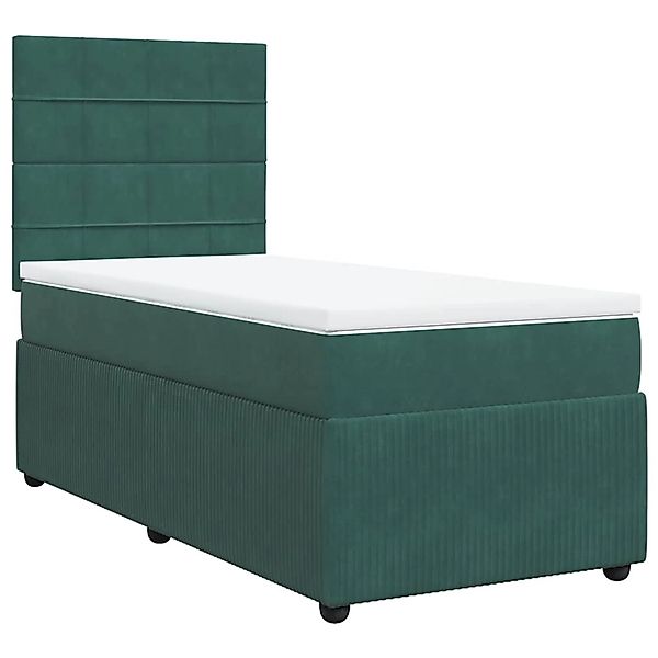vidaXL Boxspringbett mit Matratze Dunkelgrün 90x190 cm Samt 3292217 günstig online kaufen