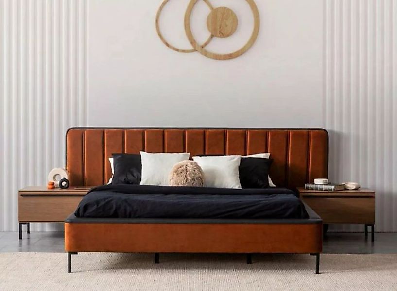 JVmoebel Bett Modern Betten Luxus Orange Schlaf Zimmer Neu Bett Design Luxu günstig online kaufen