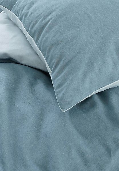 hessnatur Biber Wende-Bettwäsche-Set aus Bio-Baumwolle - blau - Größe 135x2 günstig online kaufen