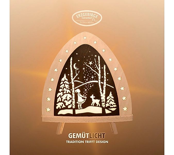 Weigla Lichterbogen LED Sterntaler, Holz Dekolampe, Märchen, NATUR-BRAUN, M günstig online kaufen