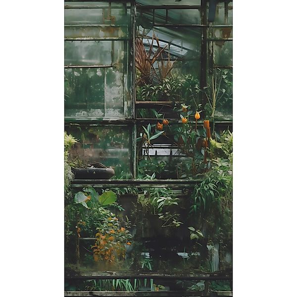 A.S. Creation Fototapete Floral Fenster Industrial 1,59 x 2,8 m Grün-Braun günstig online kaufen