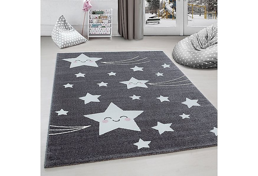Carpettex Kinderteppich Sterne-Design, Rund, Höhe: 11 mm, Kinderteppich Ste günstig online kaufen