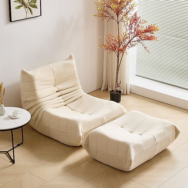 HAUSS SPOLE Sitzsack Lazy Sofa mit Fußhocker, Wohnzimmer Teddysamt, moderne günstig online kaufen
