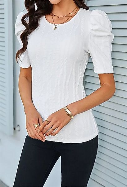 CHENIN Kurzarmhemd Women Textured Stretch Knit Square Neck Top Women Bubble günstig online kaufen