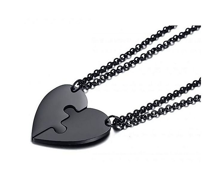 Sanixa Kette mit Anhänger Partnerkette Herz schwarz - Freundschaftskette Ha günstig online kaufen