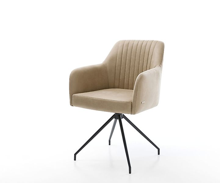 Esszimmerstuhl Greg-Flex Mikrofaser Beige Vintage Kreuzgestell konisch Schw günstig online kaufen