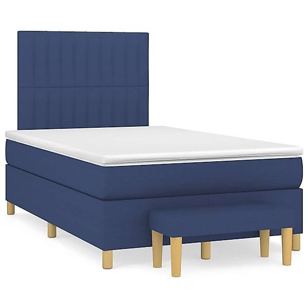 vidaXL Boxspringbett, Boxbett mit Matratze Blau 120x190 cm Stoff günstig online kaufen