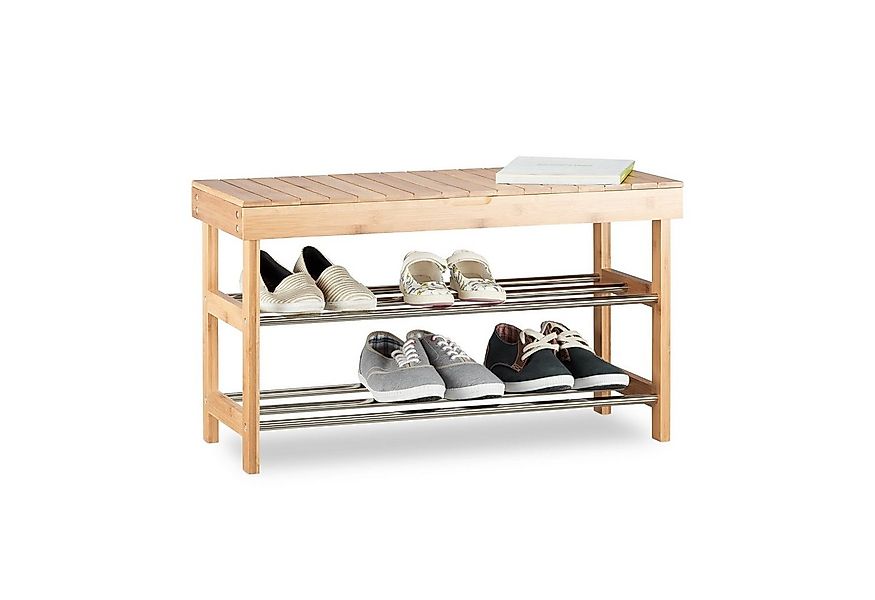 relaxdays Schuhbank Bambus Schuhregal mit Sitzfläche günstig online kaufen