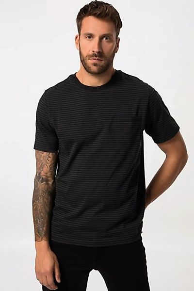 JP1880 T-Shirt T-Shirt Halbarm Ringel Rundhals Schwarz bis 8 XL günstig online kaufen