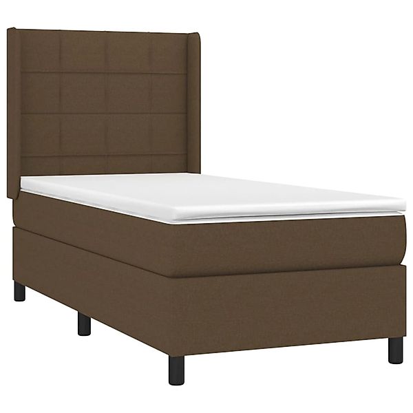 vidaXL Boxspringbett mit Matratze & LED Dunkelbraun 90x200 cm Stoff 3138288 günstig online kaufen