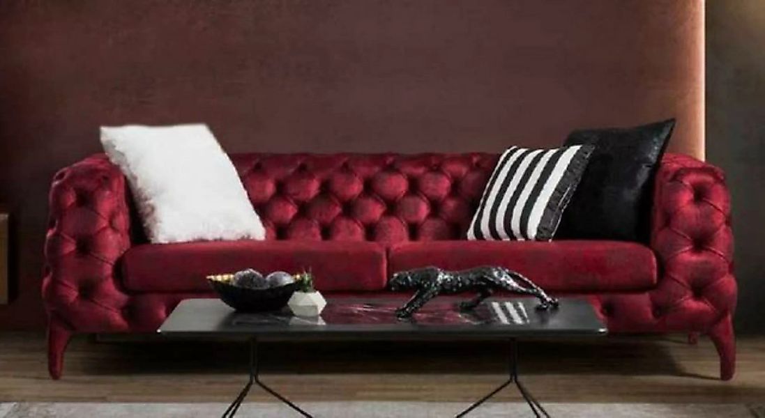 Casa Padrino Chesterfield-Sofa Luxus Chesterfield Sofa Bordeauxrot 235 x 98 günstig online kaufen