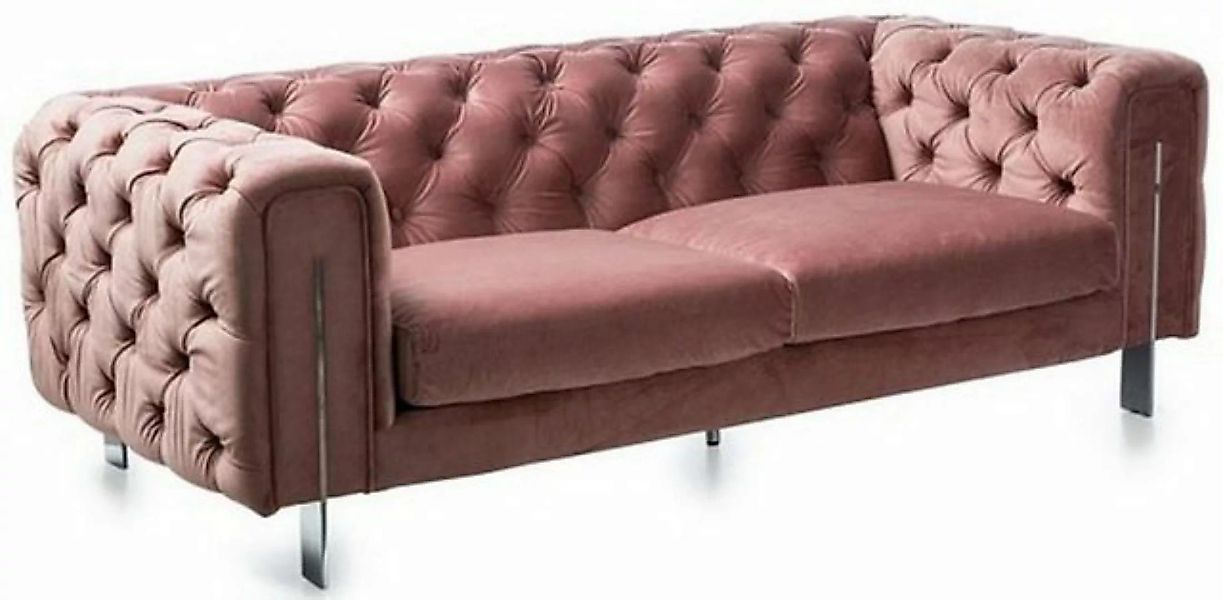 Casa Padrino Chesterfield-Sofa Luxus Chesterfield Samt Sofa Vintage Rosa / günstig online kaufen