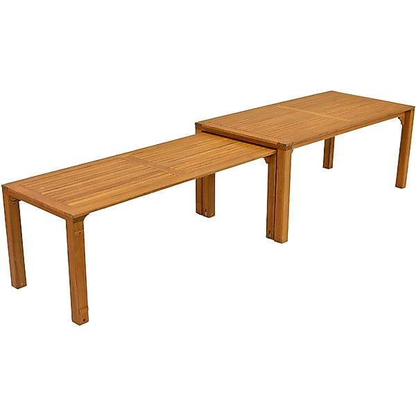 Merxx Gartentisch Rechteckig ausziehbar Akazie Natur 90 cm x 185 cm günstig online kaufen