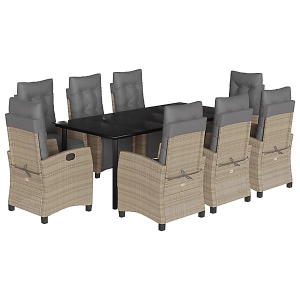 vidaXL 9-Tlg Garten-Essgruppe mit Kissen Beigemischung Poly Rattan 3213029 günstig online kaufen