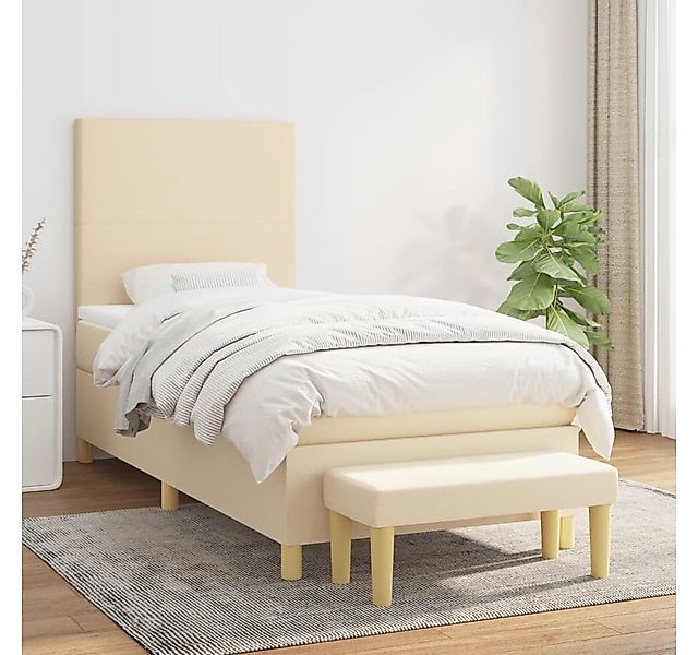 vidaXL Boxspringbett Boxspringbett mit Matratze Creme 100x200 cm Stoff Bett günstig online kaufen