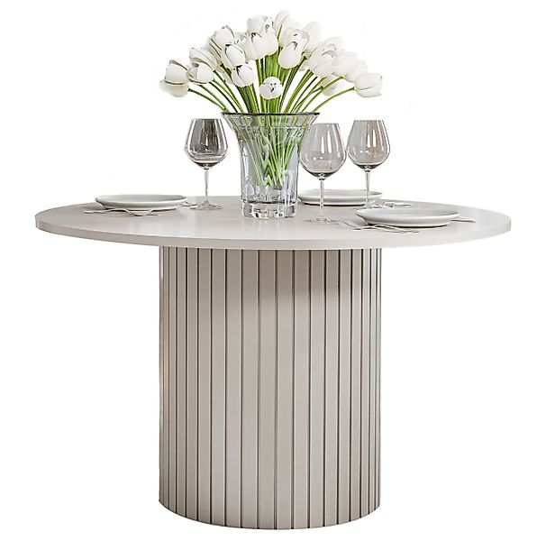 Compleo Esstisch Ø: 120 cm. MODERNO Säulengestell mit Rillenstruktur, Geste günstig online kaufen
