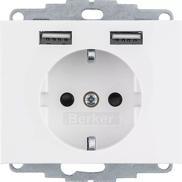 Berker Steckdose SCHUKO/USB K.x, polarweiß gl. 48037009 günstig online kaufen