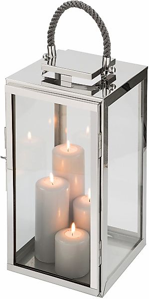 Fink Kerzenlaterne "SEVILLA" Silberfarben - aus Edelstahl und Glas günstig online kaufen
