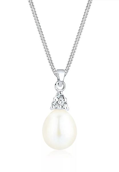 Elli Perlenkette "Kristalle Süßwasserzuchtperle Silber" günstig online kaufen