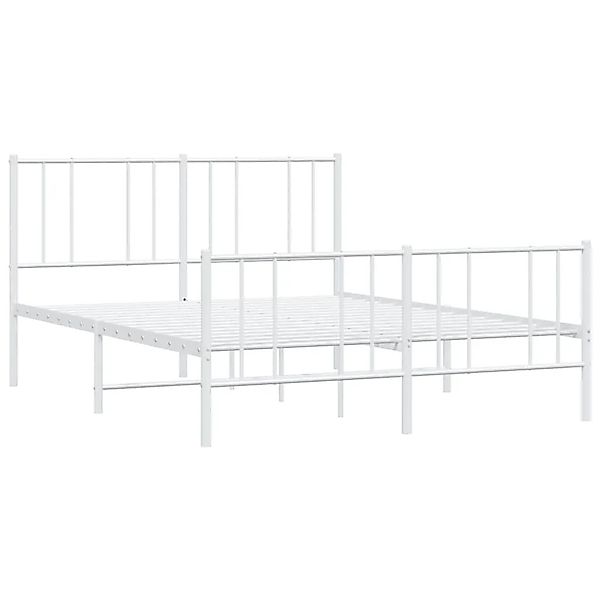 vidaXL Bettgestell mit Kopfteil und Fußteil Metall Weiß 150x200 cm 352549 günstig online kaufen