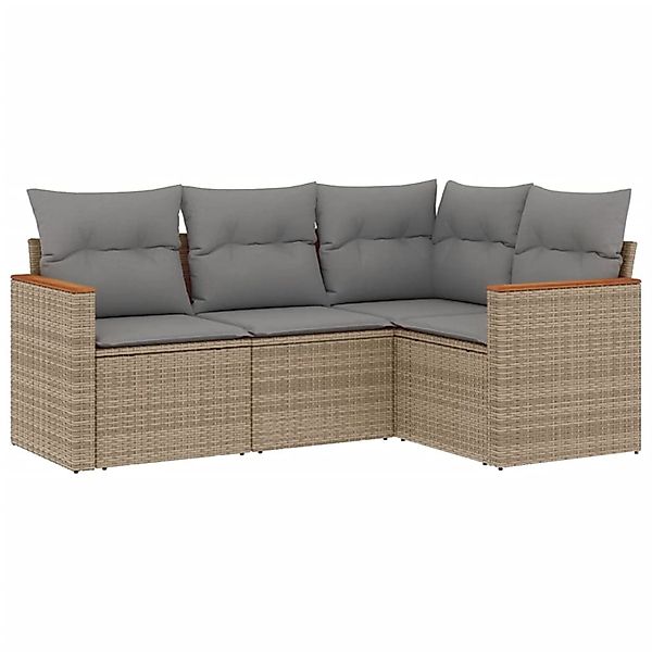 vidaXL 4-tlg Garten-Sofagarnitur mit Kissen Beige Poly Rattan Modell 69 günstig online kaufen