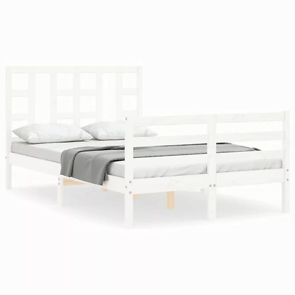 vidaXL Bett Massivholzbett mit Kopfteil Weiß 120x200 cm günstig online kaufen