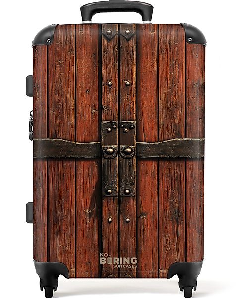 NoBoringSuitcases.com© Hartschalen-Trolley Rote Holztüren mit schmiedeeiser günstig online kaufen